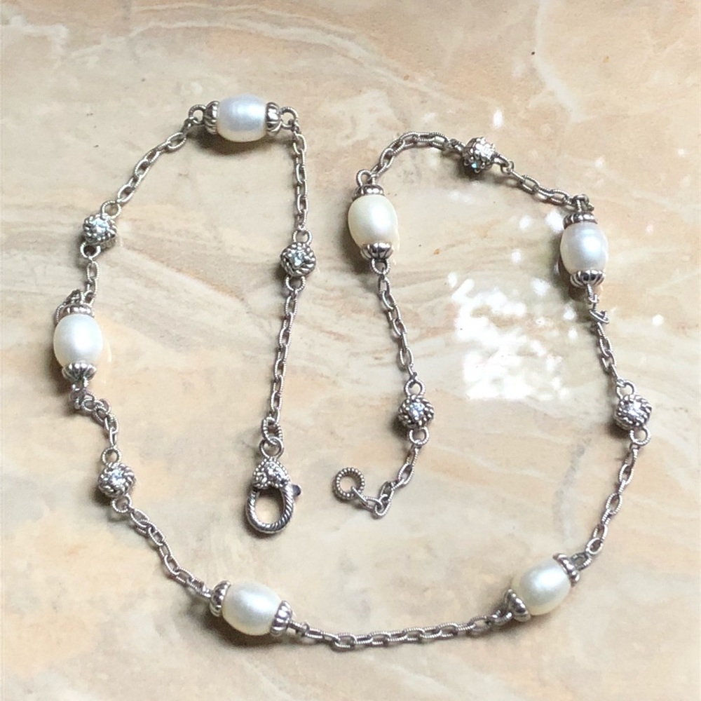 Judith Ripka Pearl Diamonique Station Necklace